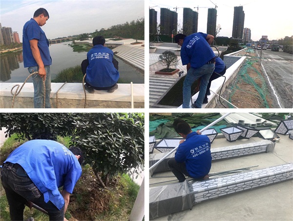 信阳市息县听淮桥桥梁亮化工程施工现场