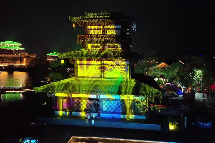 景区古建筑全息投影亮化